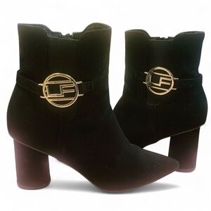 London Fog Suede Ankle Boots Black Date Night Size 7